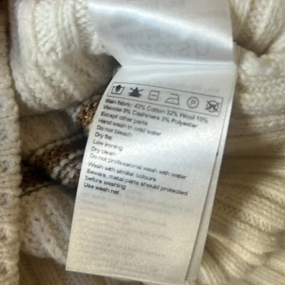 ba&sh Cream Striped Crewneck Sweater with Gold Buttons - Picture 5 of 5